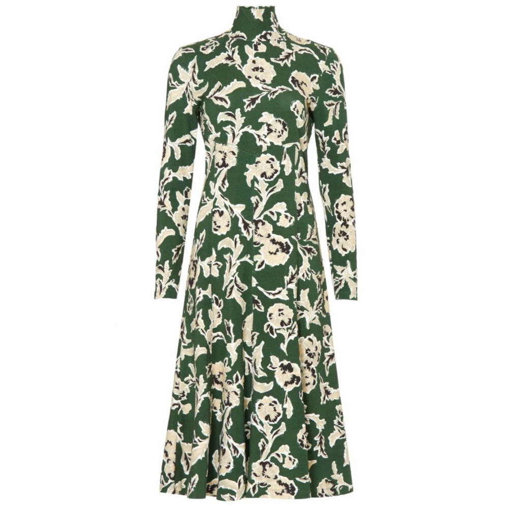 Tanya Taylor Dress Green Cream & Black Floral Thea Dress in Martini Multi 3X NWT - Picture 4 of 16